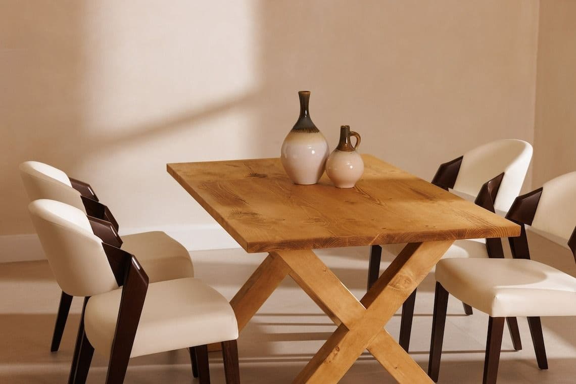 Industrial Dining Table John Lewis Calia Style Rustic XF Wooden Chunky Legs