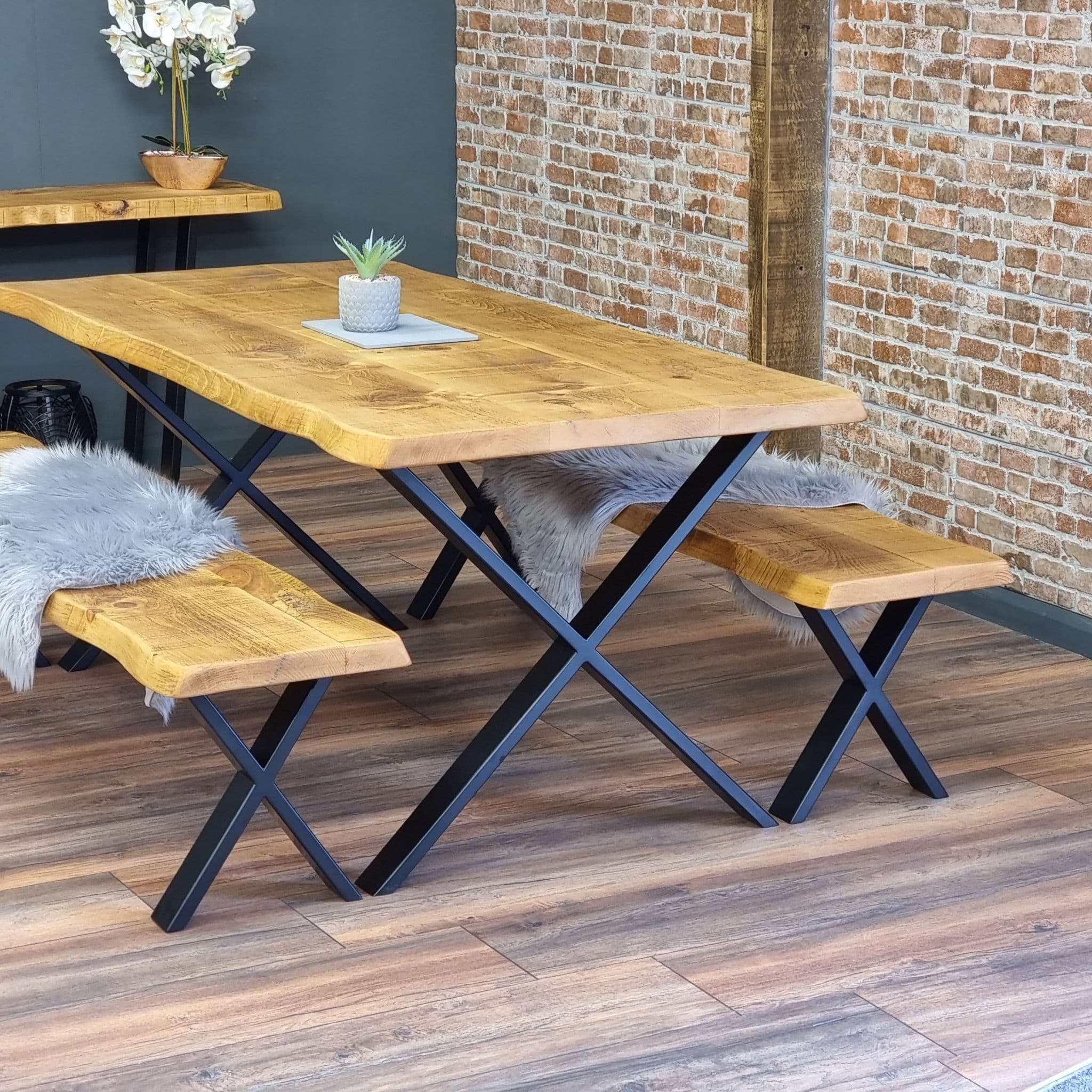 Live Edge Dining Table X FRAME LEGS