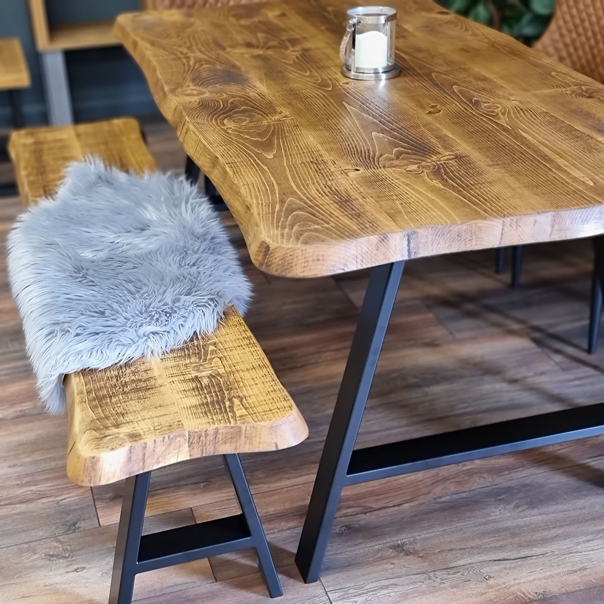 Live Edge Round Corners Dining Table AFRAME LEGS