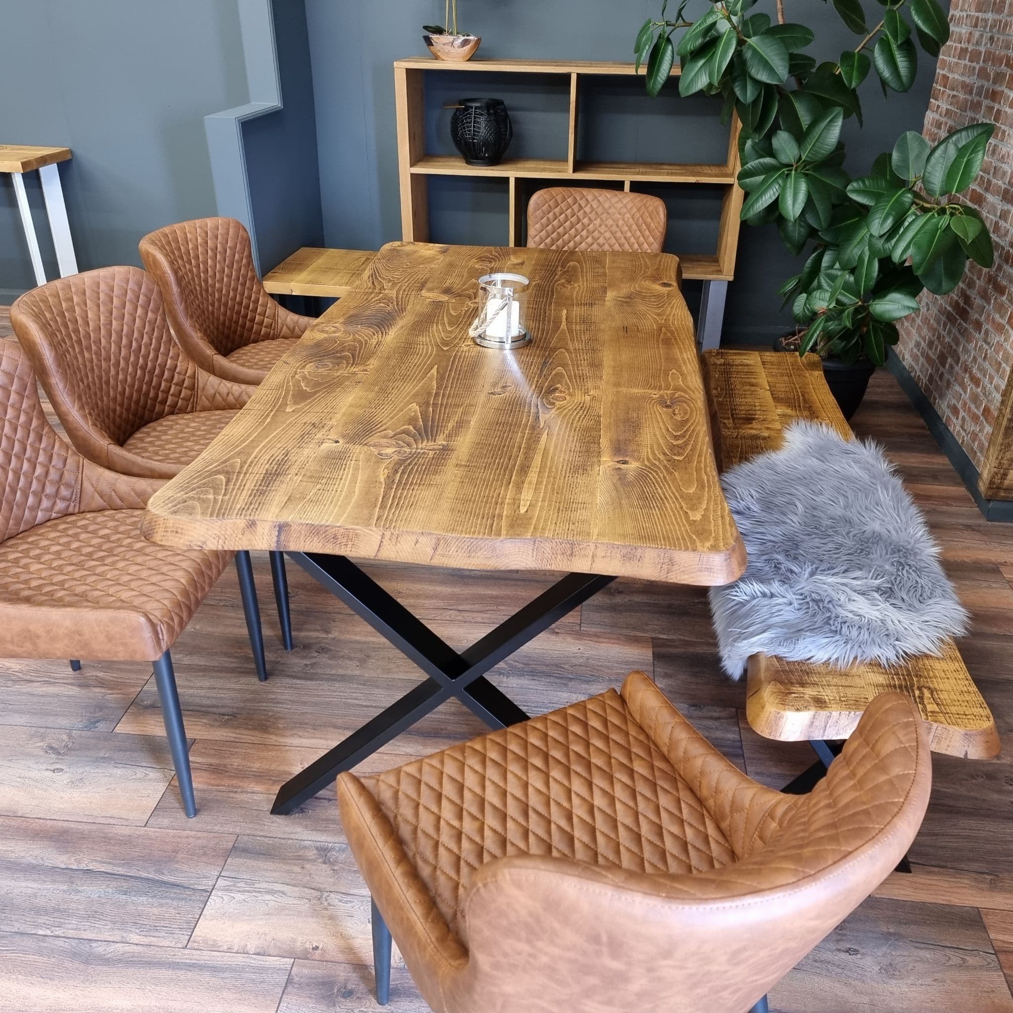 Live Edge Round Corners Dining Table X/SFRAME INDUSTRIAL LEGS