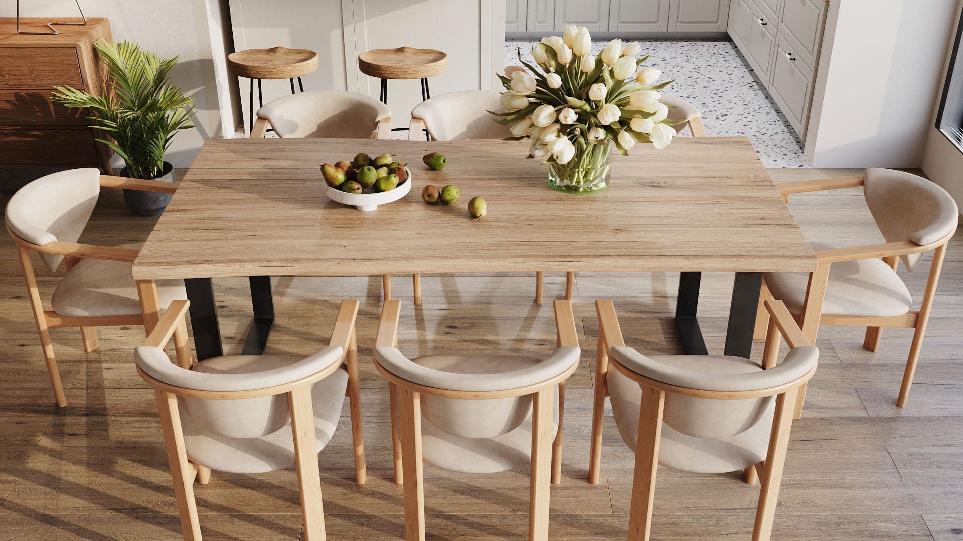 Live Edge Solid Oak Dining Table with Steel Frame Square Legs