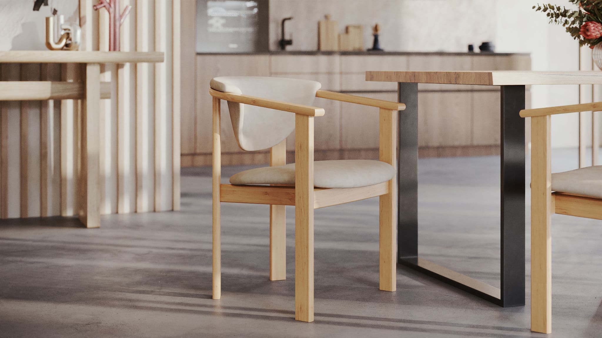 Live Edge Solid Oak Dining Table with Steel Frame Square Legs