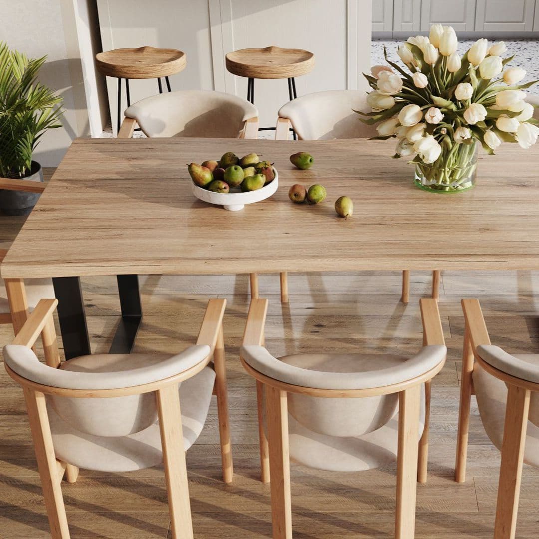 Live Edge Solid Oak Dining Table with Steel Frame Square Legs