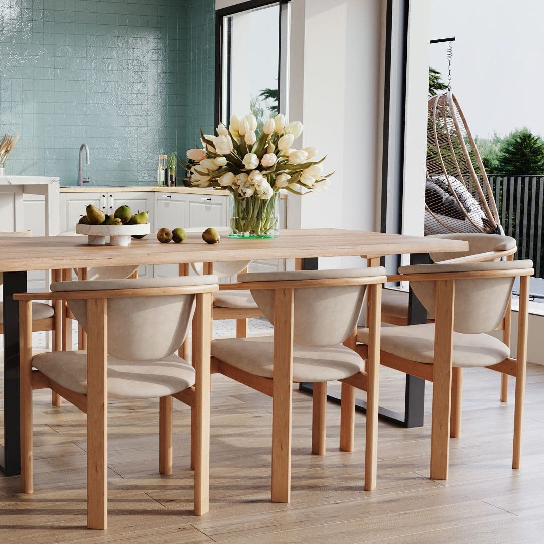 Live Edge Solid Oak Dining Table with Steel Frame Square Legs