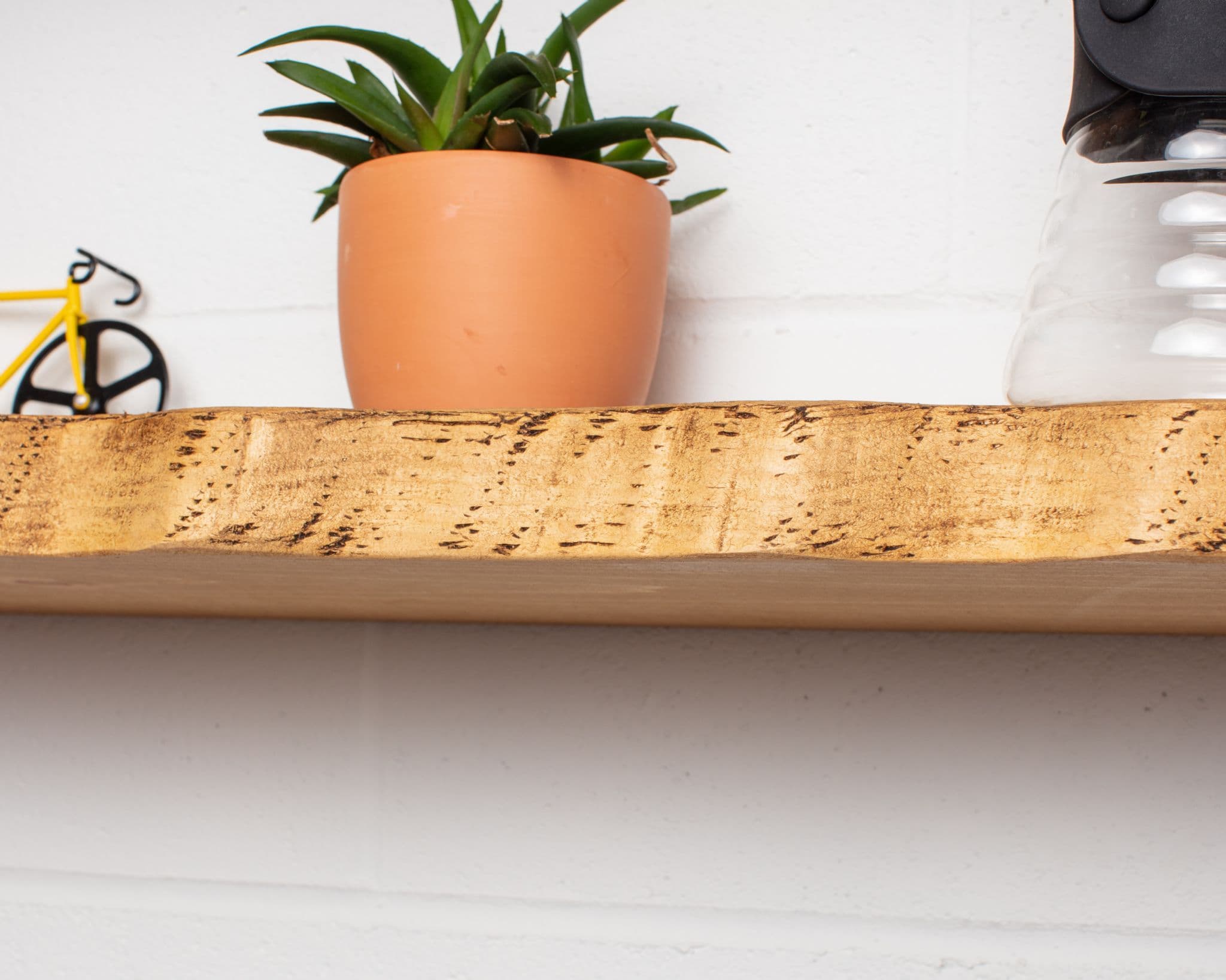 Reclaimed Live Edge Shelves Handmade Solid Wood & Industrial Metal