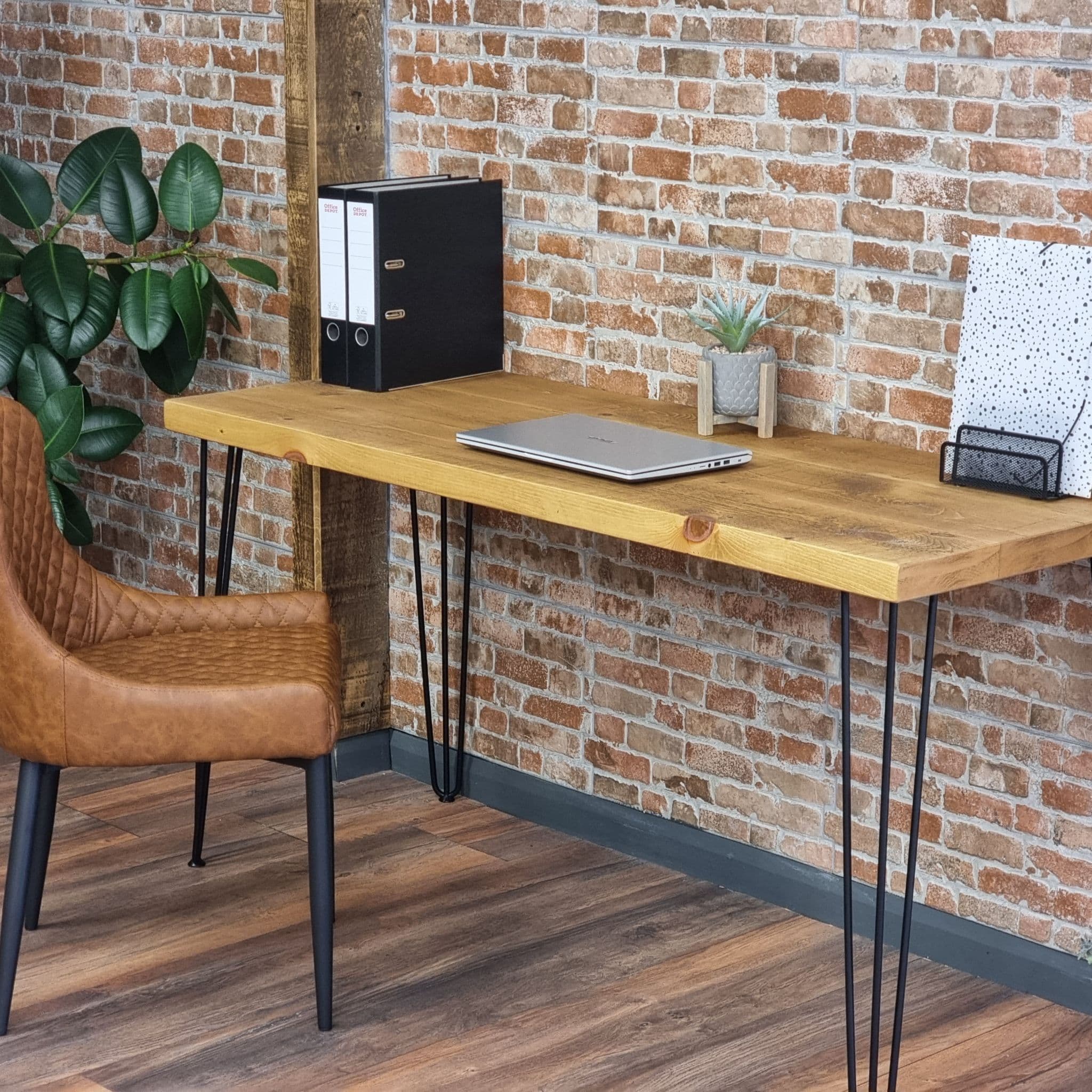 Rustic Desk with Hairpin Industrial Metal Legs