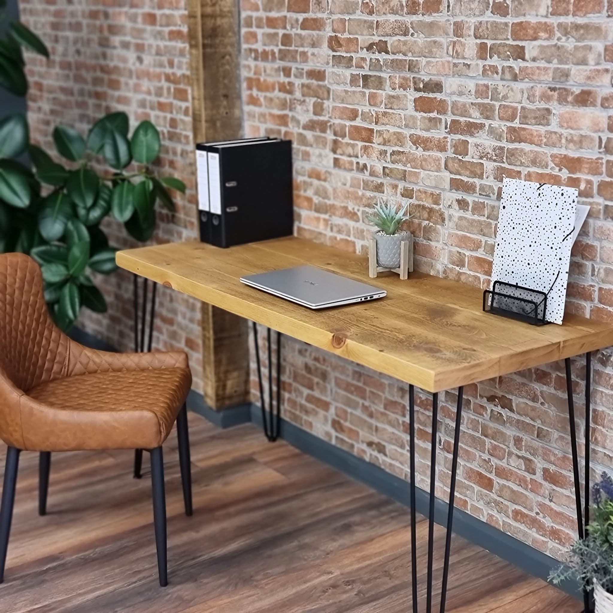 Rustic Desk with Hairpin Industrial Metal Legs