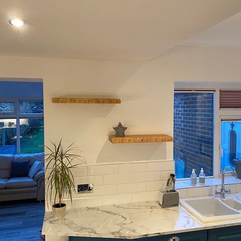 Rustic Live Edge Floating Shelves Handmade Solid Wood 19 5cm Depth x