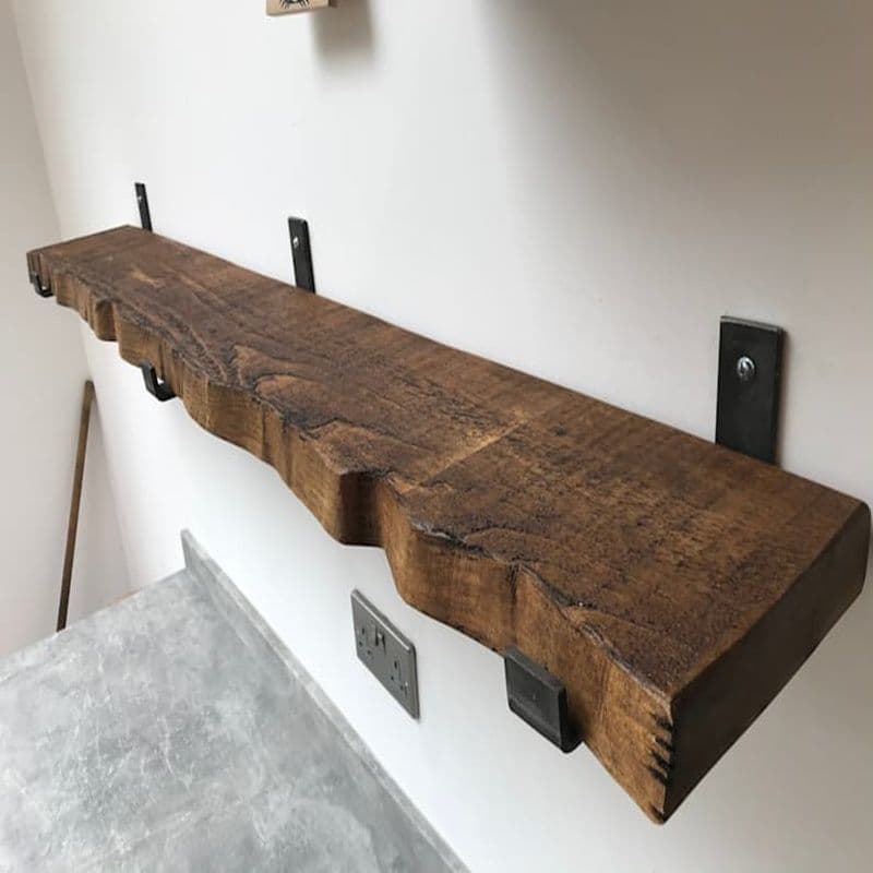 Rustic Live Edge Shelves U Shape Metal Bracket Handmade Solid Wood 22