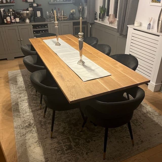Solid Oak Extendable Dining Table with Crossover Legs