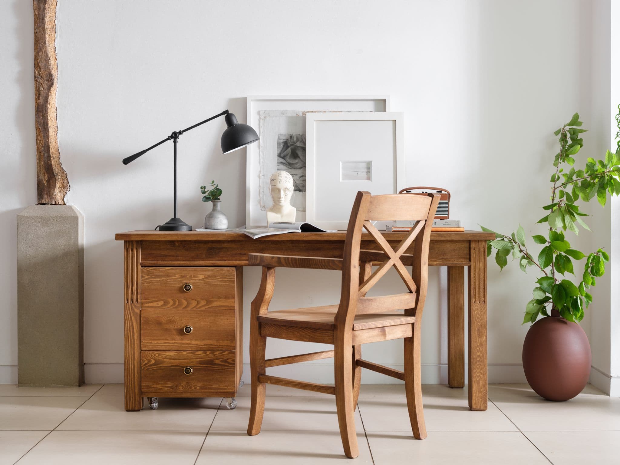 Wooden Desk with Drawers and one