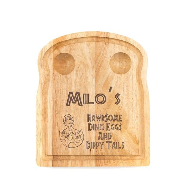 Dino Personalised Dippy Egg and Toast Board Engraved