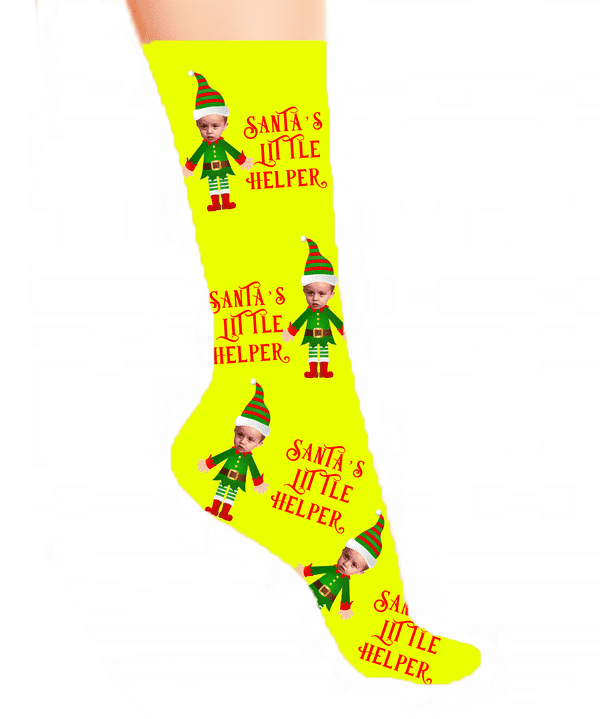 Elf Body Christmas Photo Face Socks