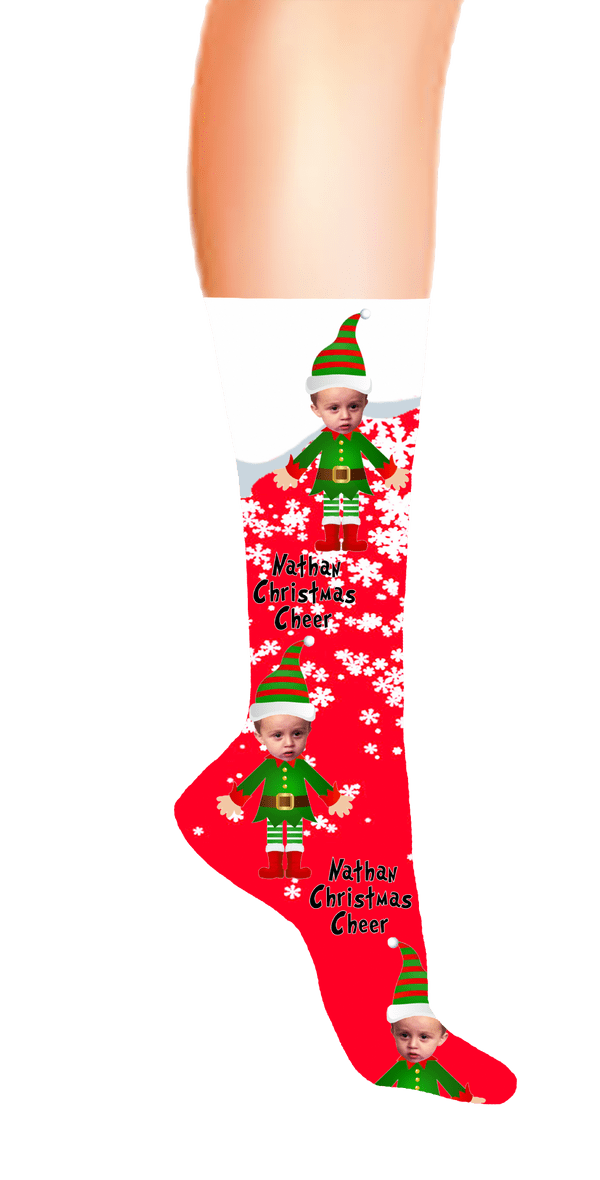 Elf Body Christmas Photo Face Socks