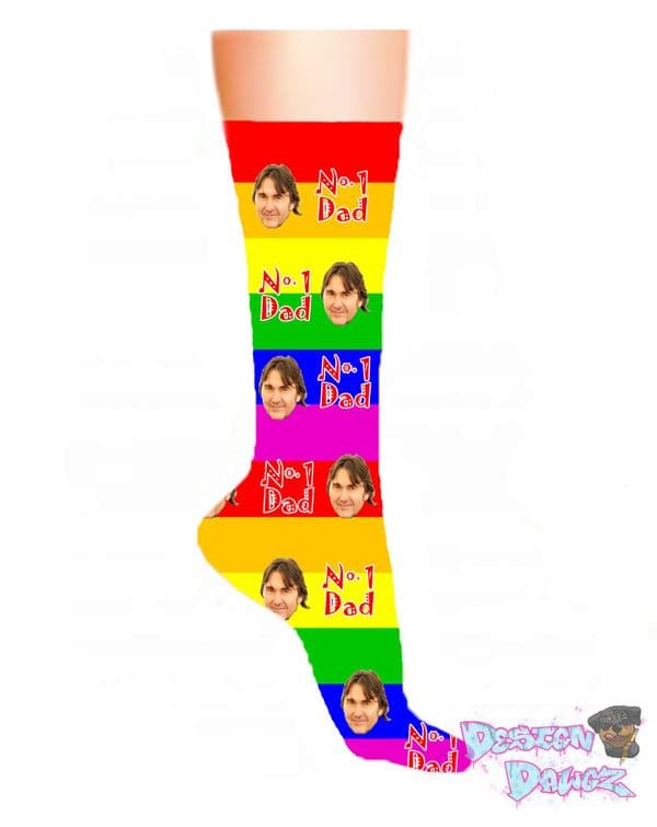 No 1 Dad Photo & Text Socks