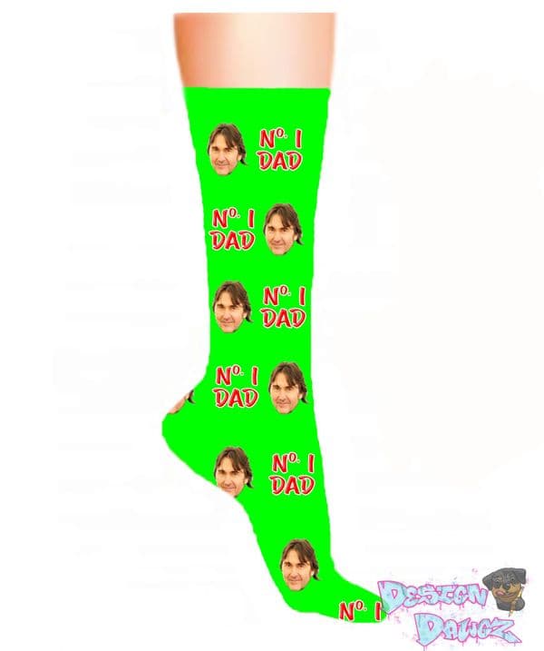 No 1 Dad Photo & Text Socks