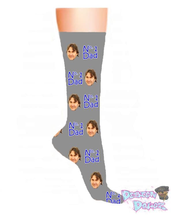 No 1 Dad Photo & Text Socks