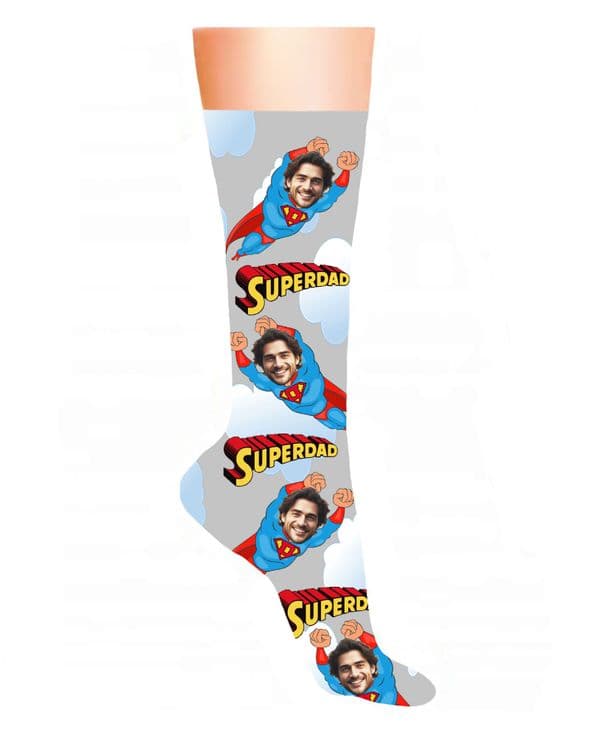 Super Hero Dad Face Photo Socks | Design Dawgz