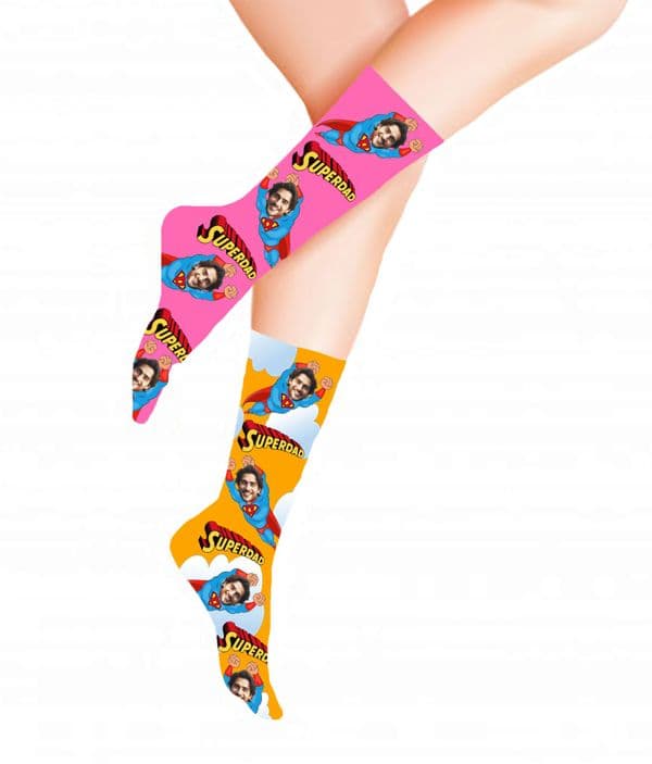 Super Hero Dad Face Photo Socks | Design Dawgz