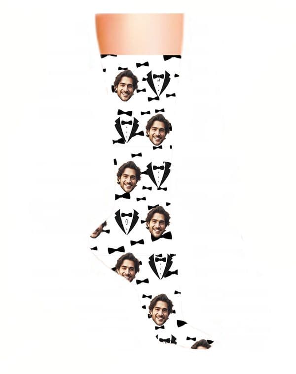 Wedding Party Photo Socks Bow Tie
