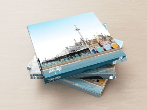 Brighton Skyline Blue - Glass Coasters