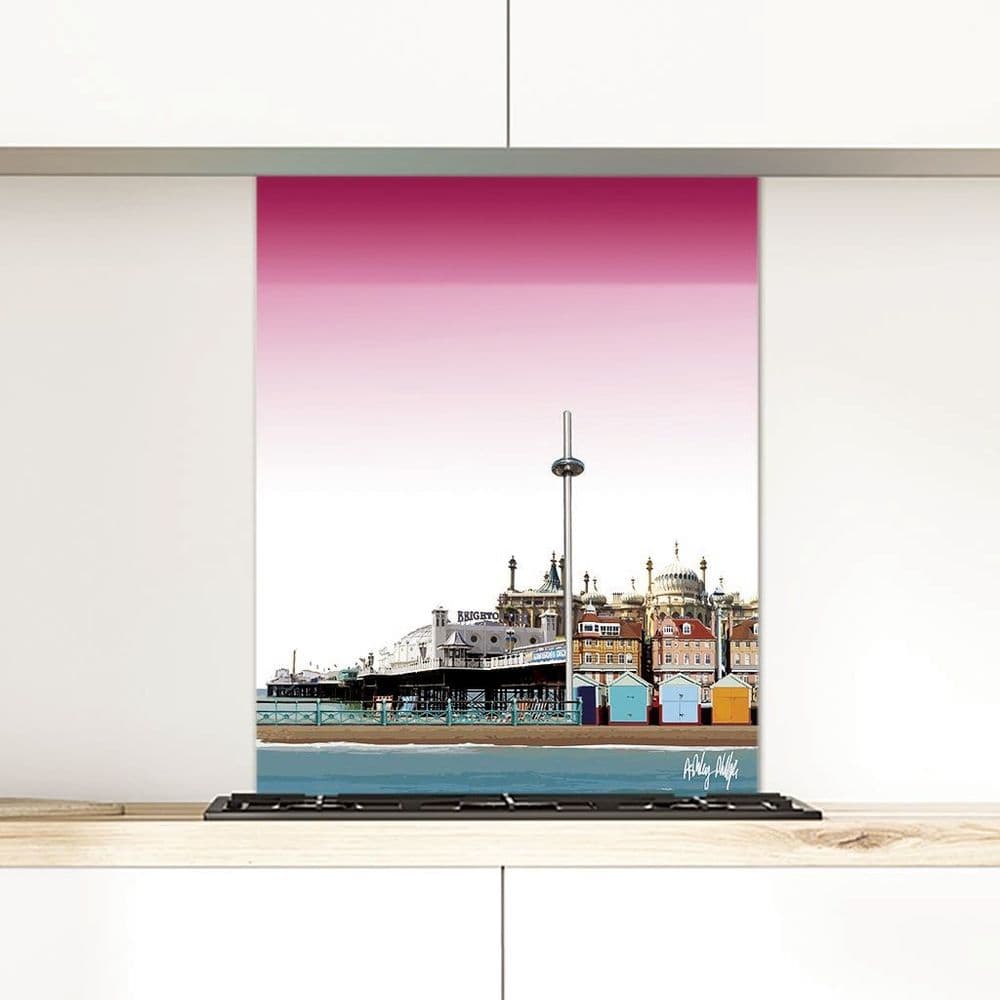Brighton Skyline Pink - Glass Splashback