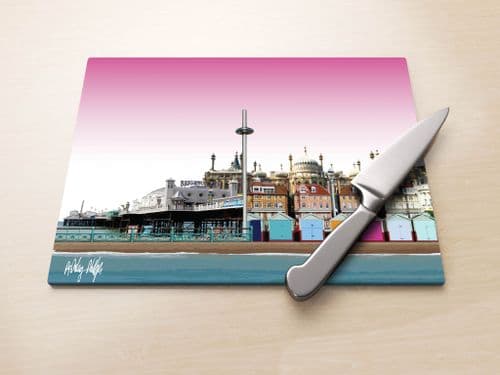 Brighton Skyline Pink - Glass Worktop Saver