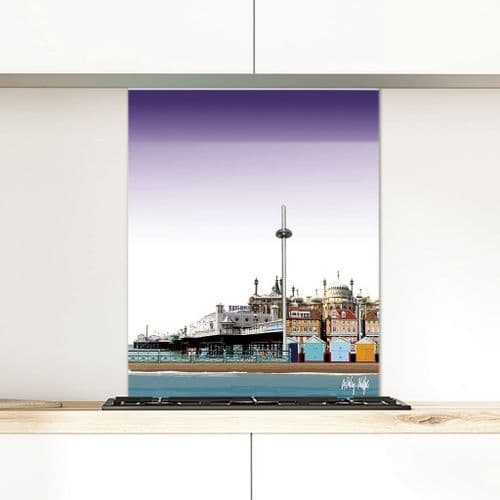 Brighton Skyline Purple - Glass Splashback