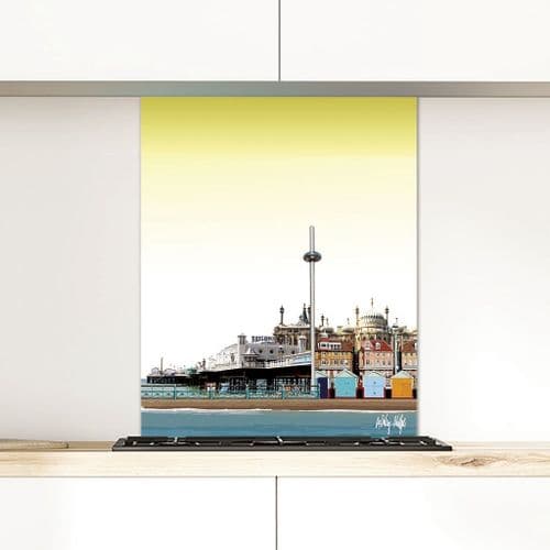 Brighton Skyline Yellow - Glass Splashback