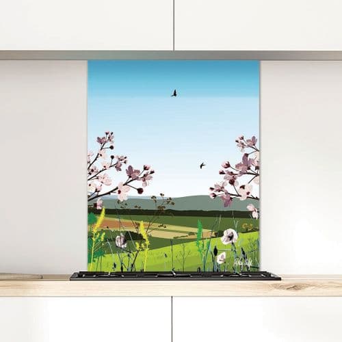 British Countryside Blue - Glass Splashback