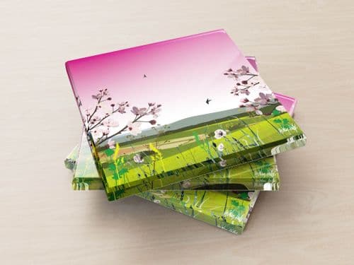 British Countryside Pink - Glass Coasters