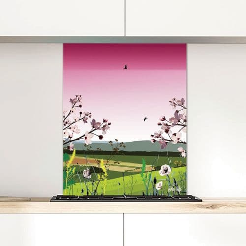 British Countryside Pink - Glass Splashback