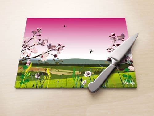 British Countryside Pink - Glass Worktop Saver