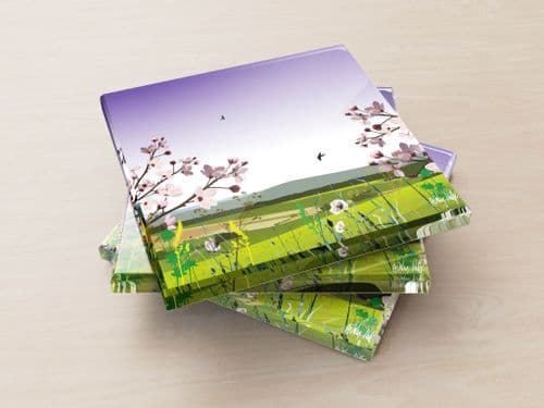 British Countryside Purple - Glass Coasters