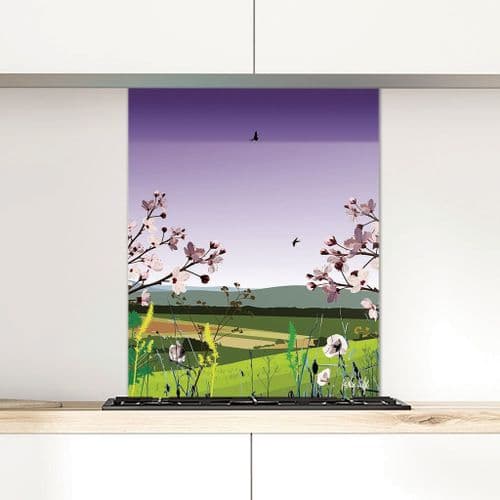 British Countryside Purple - Glass Splashback