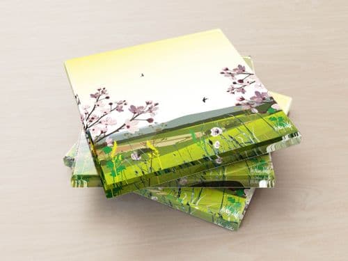 British Countryside Yellow - Glass Coasters
