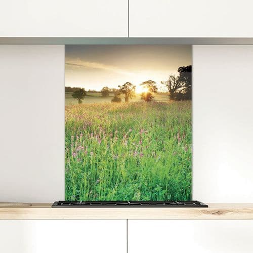 Field Of Sainfoin, Wildflower- Glass Splashback