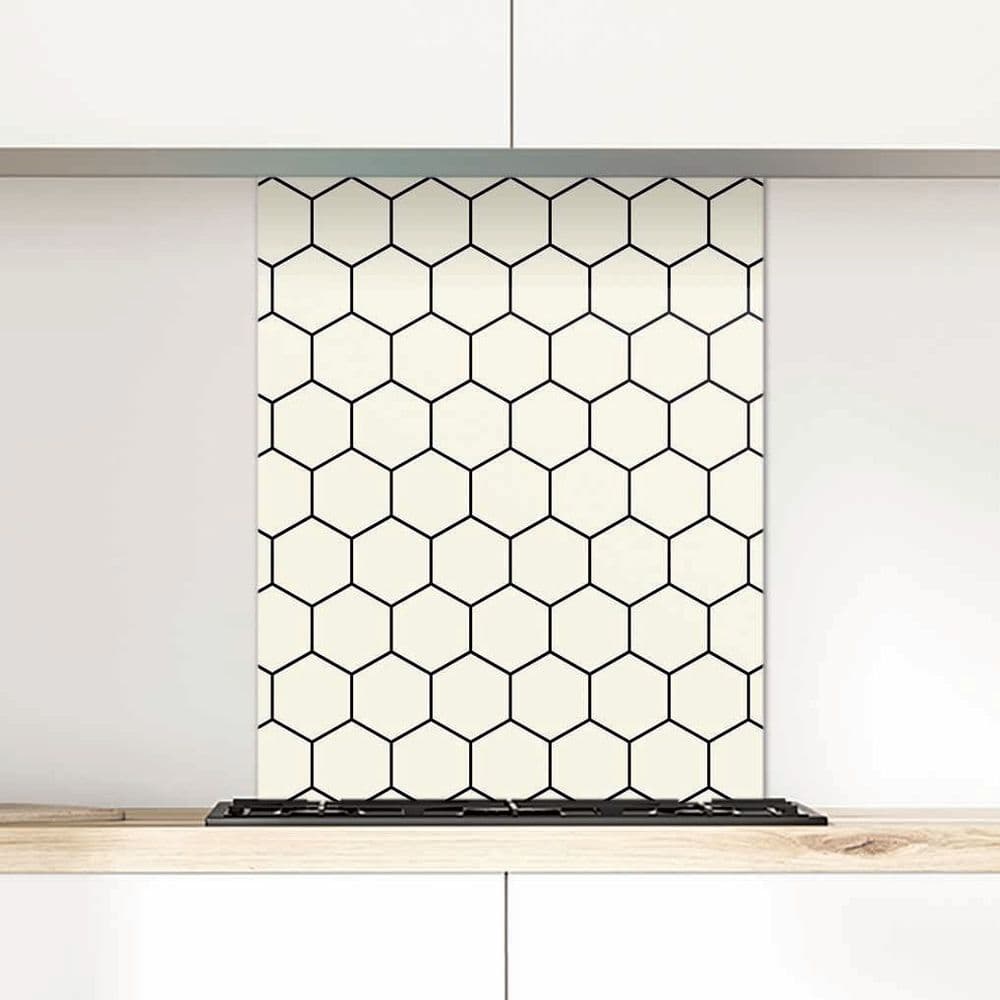 G432 Honeycomb Glass Splashback Ivory
