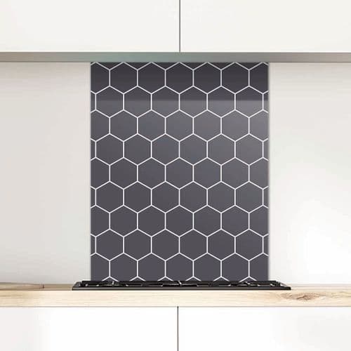 Graphite Glass Splashbacks Honeycomb