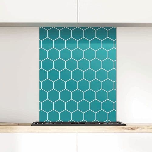 Honeycomb, Turquoise Glass Splashback