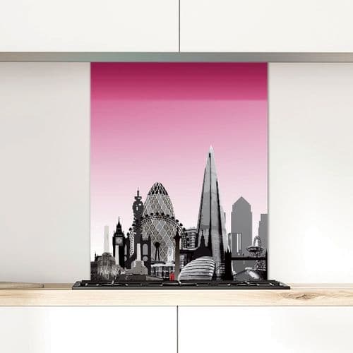 London Skyline Pink - Glass Splashback