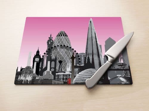 London Skyline Pink - Glass Worktop Saver