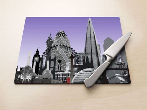 London Skyline Purple - Glass Worktop Saver