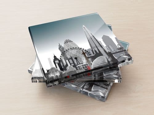 London Skyline Ultra Marine - Glass Coasters