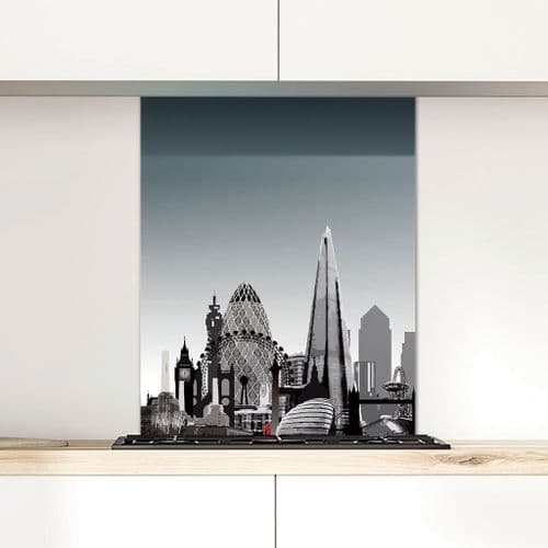 London Skyline Ultra Marine - Glass Splashback