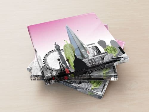 London Skyline With A Twist Pink - Glass Coasters