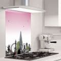 London Skyline With A Twist Pink - Glass Splashback