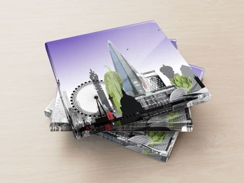 London Skyline With A Twist Purple - Glass Coasters