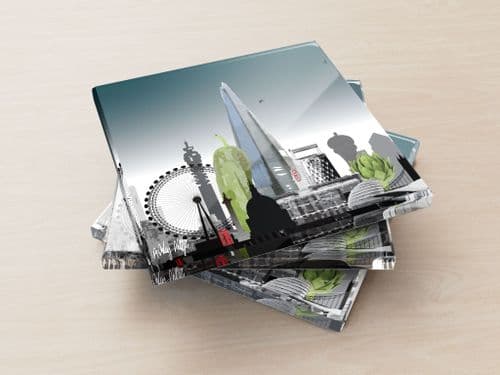 London Skyline With A Twist Ultra Marine - Glass Coasters