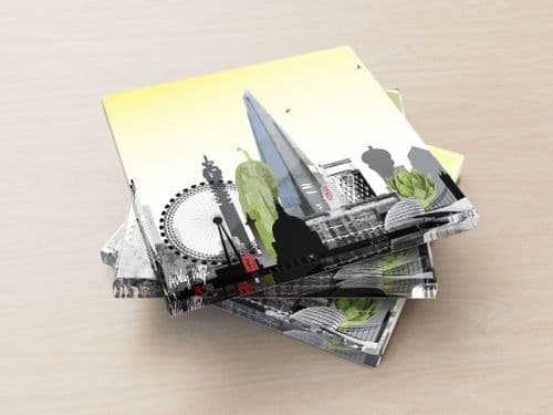 London Skyline With A Twist Yellow - Glass Coasters